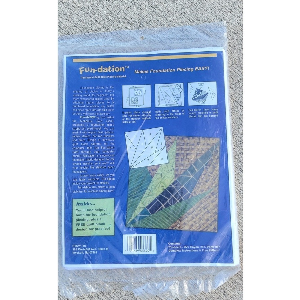 HTC Fun-dation Transparent Quilt Block Piecing Material 25 Sheets Non-Woven